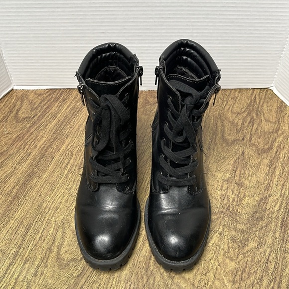 Madden Girl Black Lace Up Heeled Moto Combat Boots Size 7.5 - Picture 5 of 15